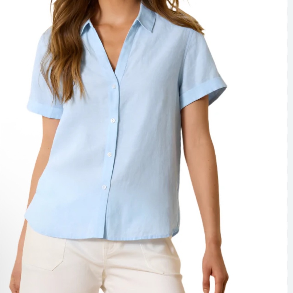 TOMMY BAHAMA WOMENS COASTALINA LINEN CAMP SHORT SLEEVE SHIRT sz XL